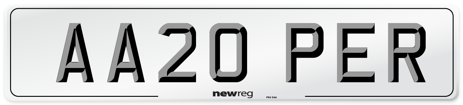 AA20 PER Number Plate from New Reg